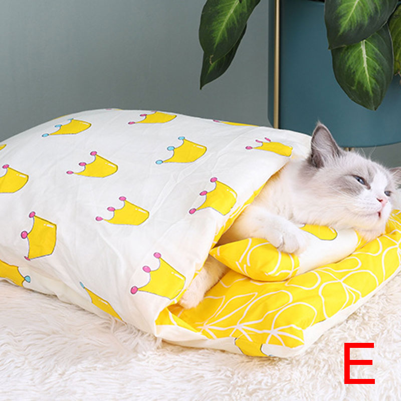 Newest Warm Cat Sleeping Bag Removable Cat Bed Winter Warm Cat House Small Pet Bed