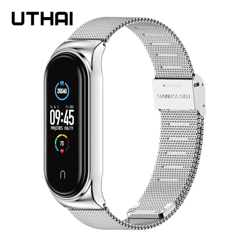 Watchbands mi band 5 Suitable for Xiaomi bracelet 3/4/5/6 strap 04 line 304 stainless steel metal wristband