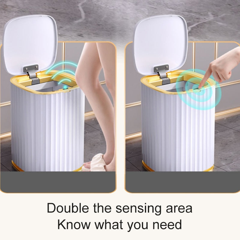 Waterproof Smart Sensor Garbage Bin with Automatic Lid for Kitchen, Bathroom and Toilet