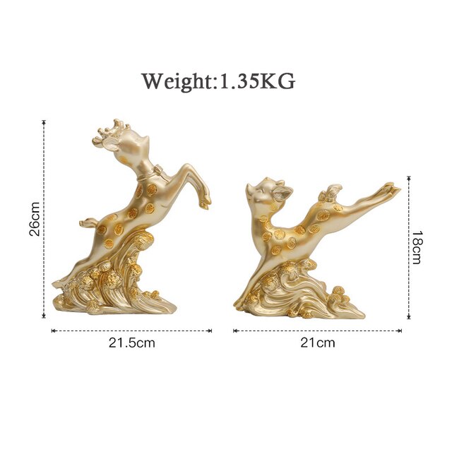 Nordic Luxury Gold Resin Sculpture Technology Decoration Living Room