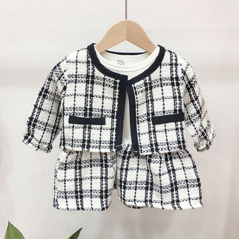 2Pcs Autumn Winter Party Kids Clothes For Baby Girl Fashion Pageant Plaid Coat Tutu Dress Outfits Suit Toddler Girl Clothing Set