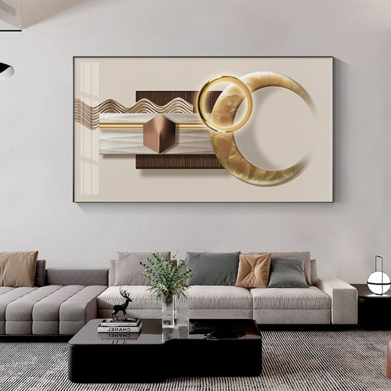 Luxurious Nordic Gold Accent Canvas Art