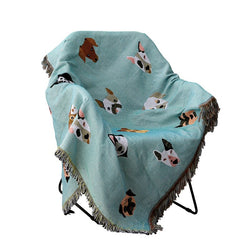 GY4023 Cute Dog Print Throw Blanket Multifunction Knitted Universal Blanket Non-slip Slipcover Cobertor for Sofa Bed Travel