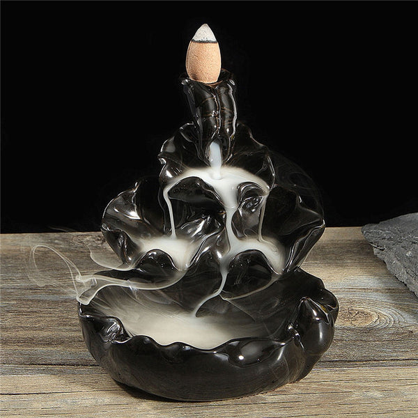 Handmade Waterfall Ceramic Incense Burner With 10 Incense Cones