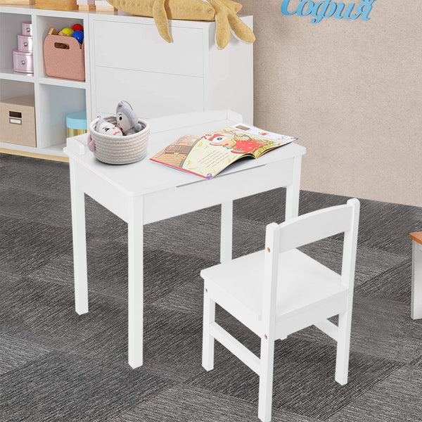 Kids Table And 1 Chair Set Children Activity Art Desk With Storage For Read