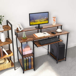 Modern Computer Desk With Storage Shelves Home Learning Desk Workstation Black