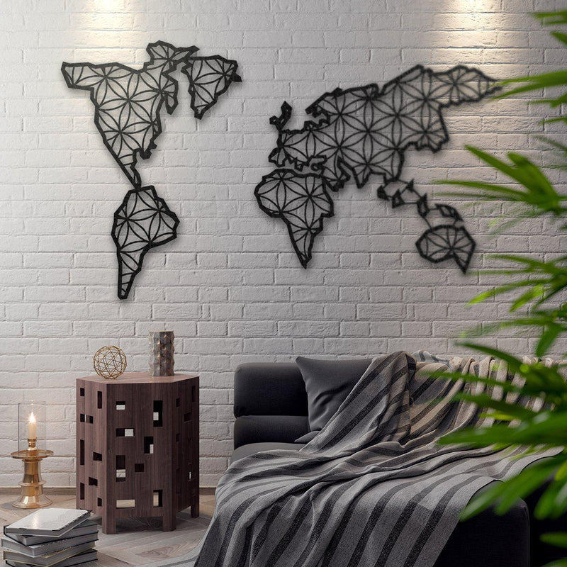 Liv - Metal World Map Wall Art - Annizon Home Essentials