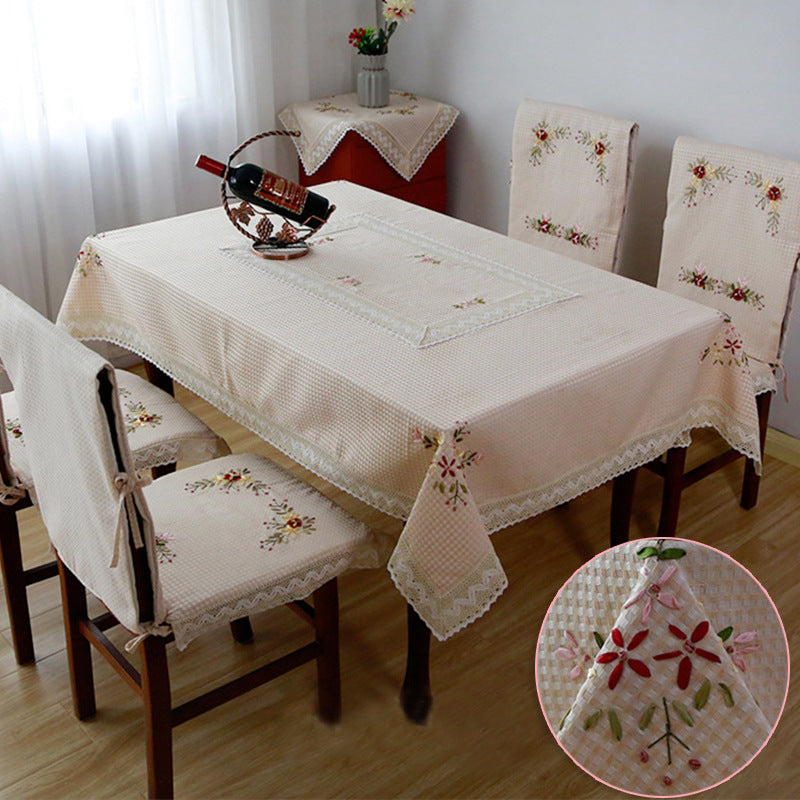 Chinese embroidered table cloth cloth garden table cloth cotton linen table cloth small fresh minimalist round table cloth coffee table cloth