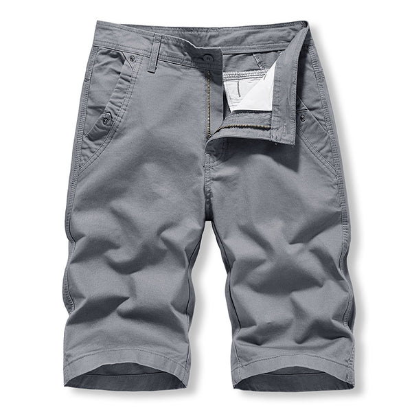 Shorts: Men's simple, classic, versatile, washed solid color casual overalls, six point sports men's pants