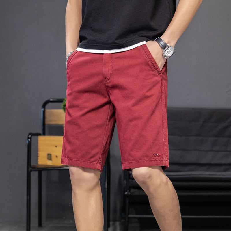 Shorts: Men's fashion, versatile, washable, denim proof, back pocket, embroidered work clothes, casual pants, straight tube sports pants