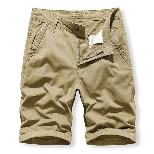 Work Shorts: Men's middle-aged and old-age casual versatile washed pure cotton pants