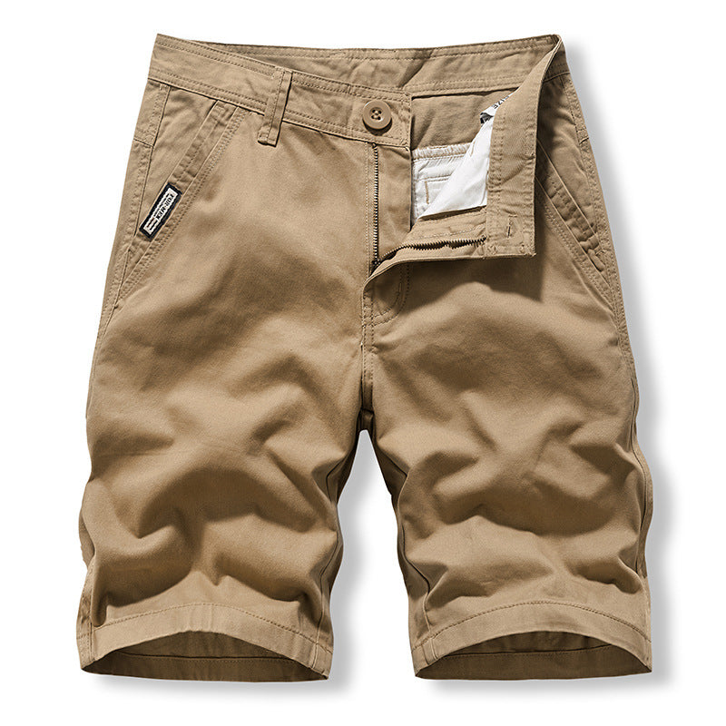 Casual Shorts: Men's fashion, classic, versatile, washed solid color, pure cotton overalls, sports pants