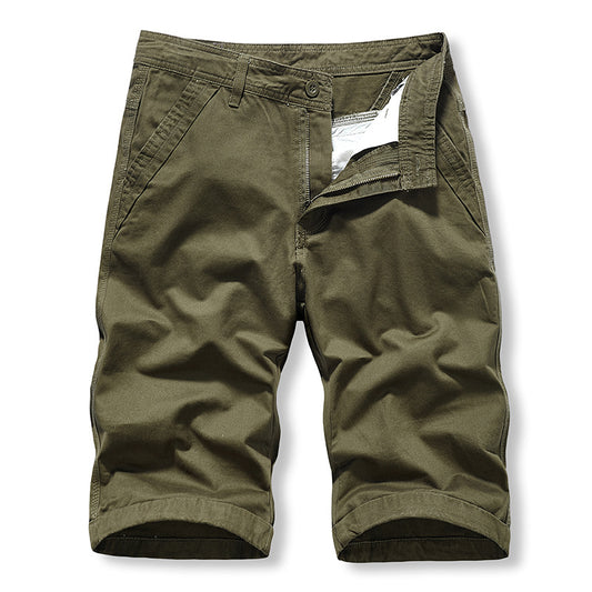 Work Shorts men's fashion sports wash solid color casual pants six point sports pants