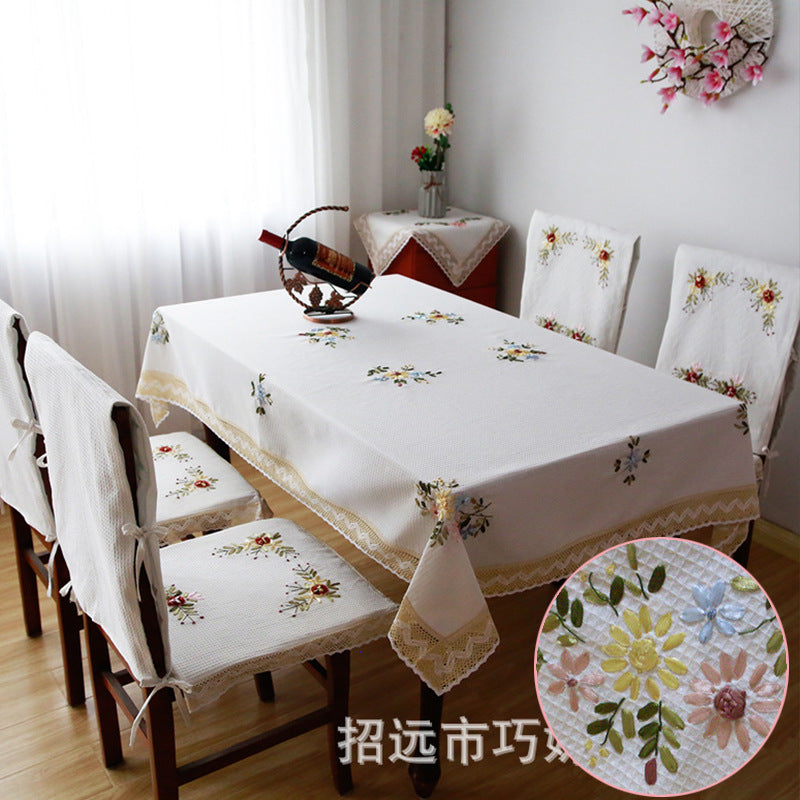 Chinese embroidered table cloth cloth garden table cloth cotton linen table cloth small fresh minimalist round table cloth coffee table cloth