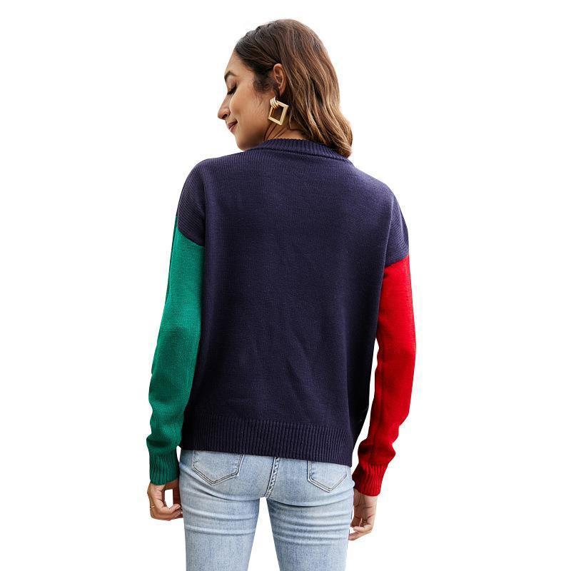 #Christmas# Long Sleeve Round Neck Pullover Sweater Festival