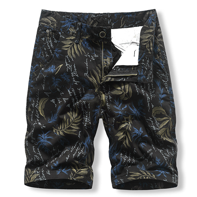 Men's fashion camouflage cotton washed Capri pants