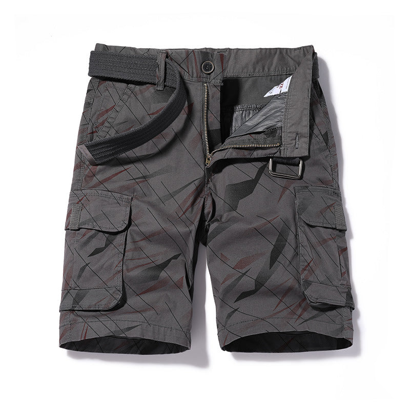 Shorts: Men's new versatile water washed pure cotton camouflage Multi Pocket work wear casual pants sports pants
