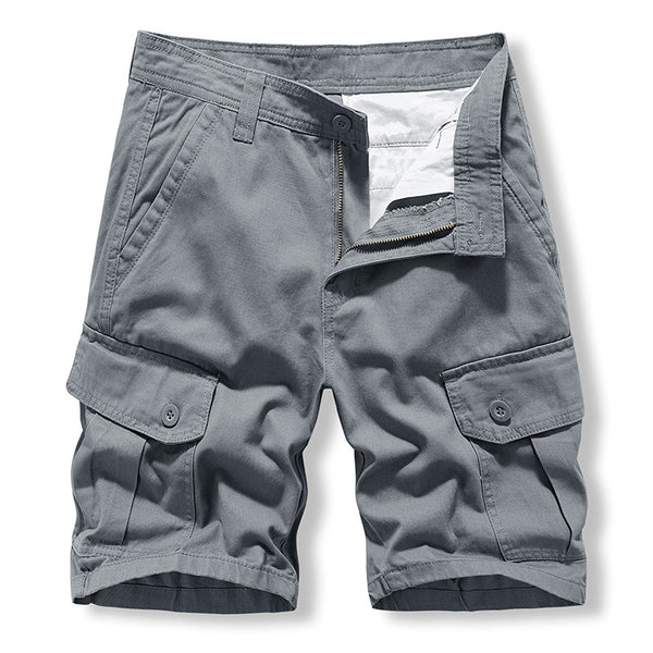 Work Shorts: Men's trend: versatile, washed, Multi Pocket casual pants, pure cotton five point sports men's pants