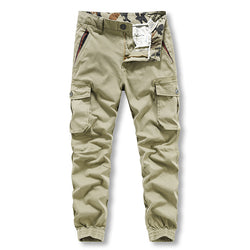Casual pants: Men's work clothes trend: solid color woven belt Multi Pocket sports washing work clothes
