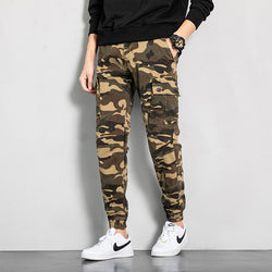 Men's overalls are fashionable and versatile. Large size washed camouflage multi bag casual pants