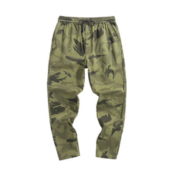 Camouflage overalls: Men's new fashion, washable, versatile, drawstring belt, flat mouth casual pants