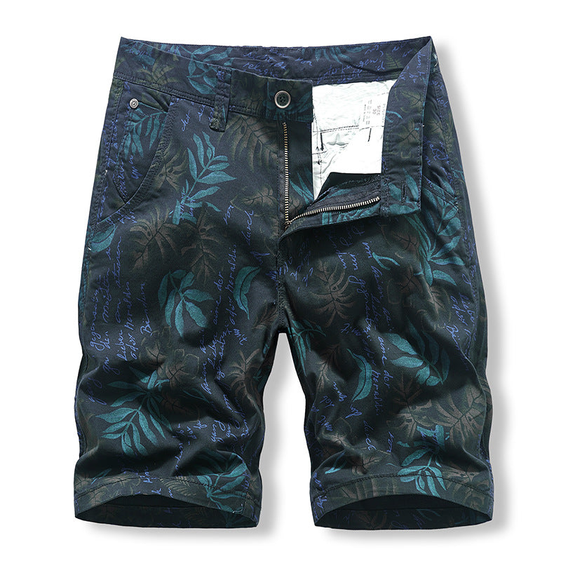 Men's fashion camouflage cotton washed Capri pants
