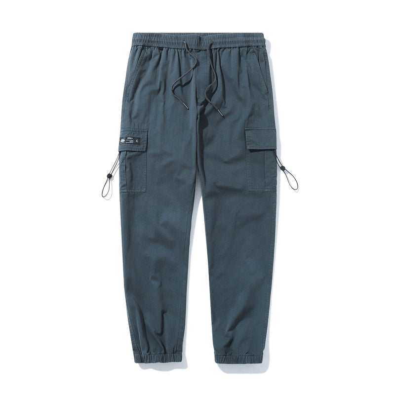 Overalls: Men's new Korean style trend pure color loose thin Multi Pocket casual pants