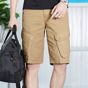 Work Shorts: Men's sports and leisure trend: versatile, washed pure cotton, multi pocket, six point pants