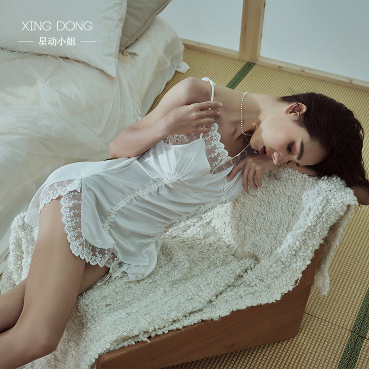 Lace  sexy underwear  sexy pajamas female temptation nightdress set