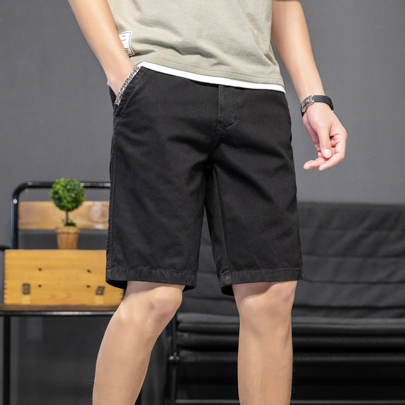 Shorts: Men's fashion, versatile, washable, denim proof, back pocket, embroidered work clothes, casual pants, straight tube sports pants