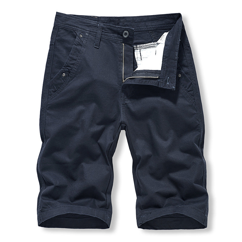 Shorts: Men's simple, classic, versatile, washed solid color casual overalls, six point sports men's pants