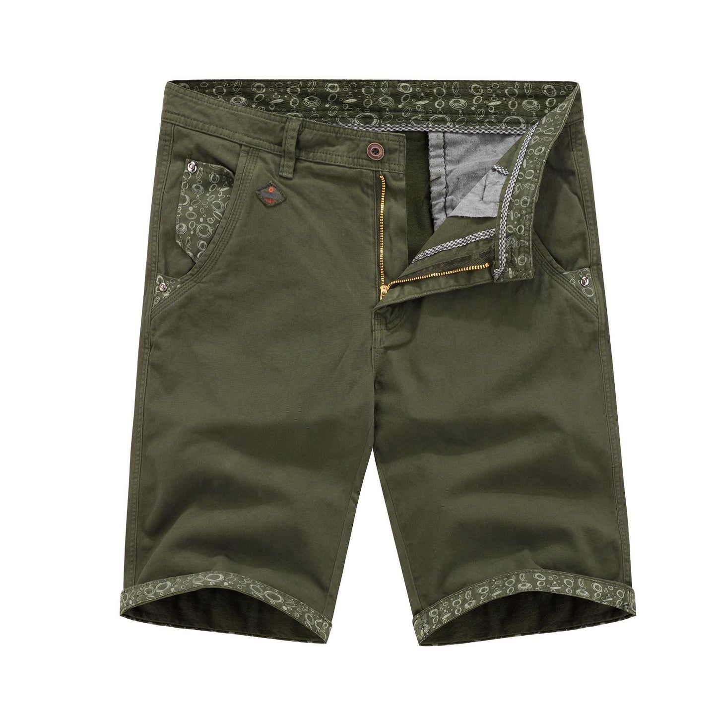 Solid color washed cotton pockets workman cpropped pants