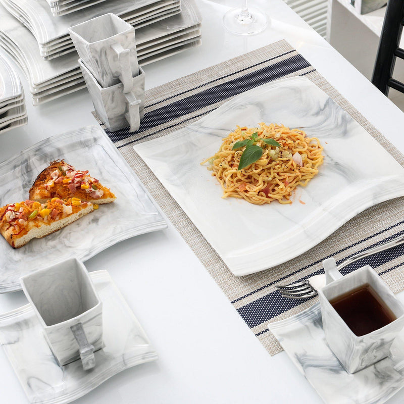 30-Piece Marble Porcelain Dinnerware Set - Annizon Home Essentials