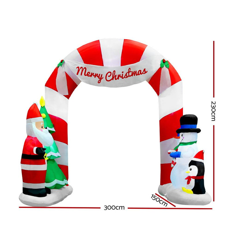 Jingle Jollys 3M Christmas Inflatable Archway with Santa Xmas Decor - Annizon Home Essentials