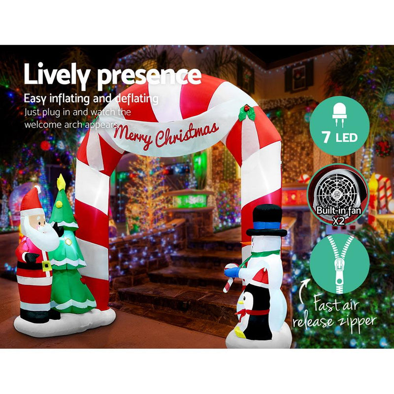 Jingle Jollys 3M Christmas Inflatable Archway with Santa Xmas Decor - Annizon Home Essentials