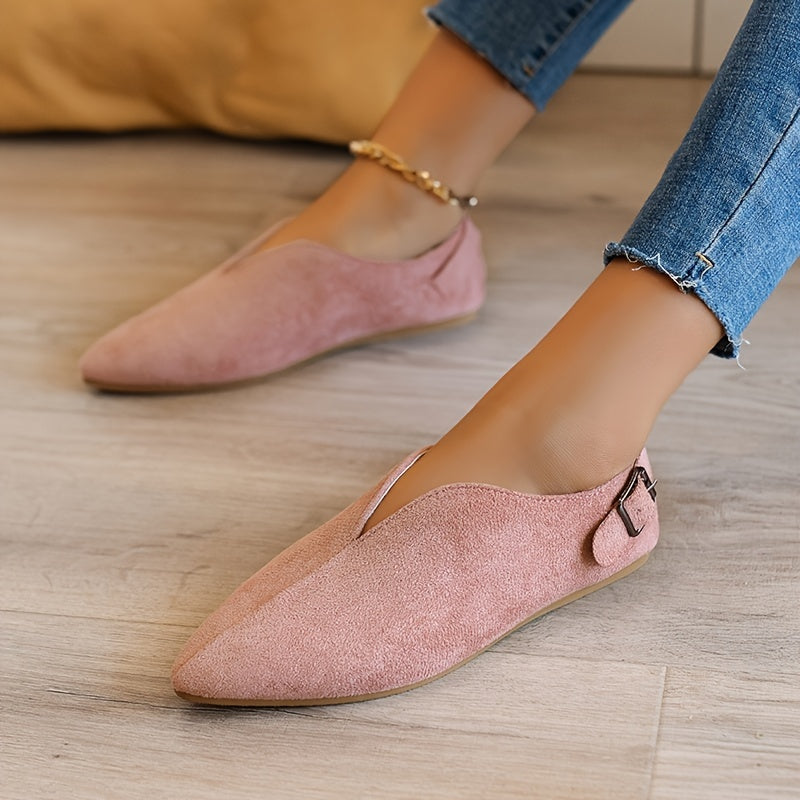 Women's Loafers, Slip-on Casual Shoes, Suede Soft Pointed Toe Flats