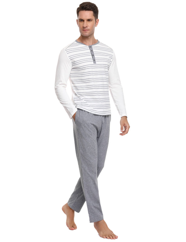 Men's Pyjamas Sets Cotton Long Sleeve Nightwear