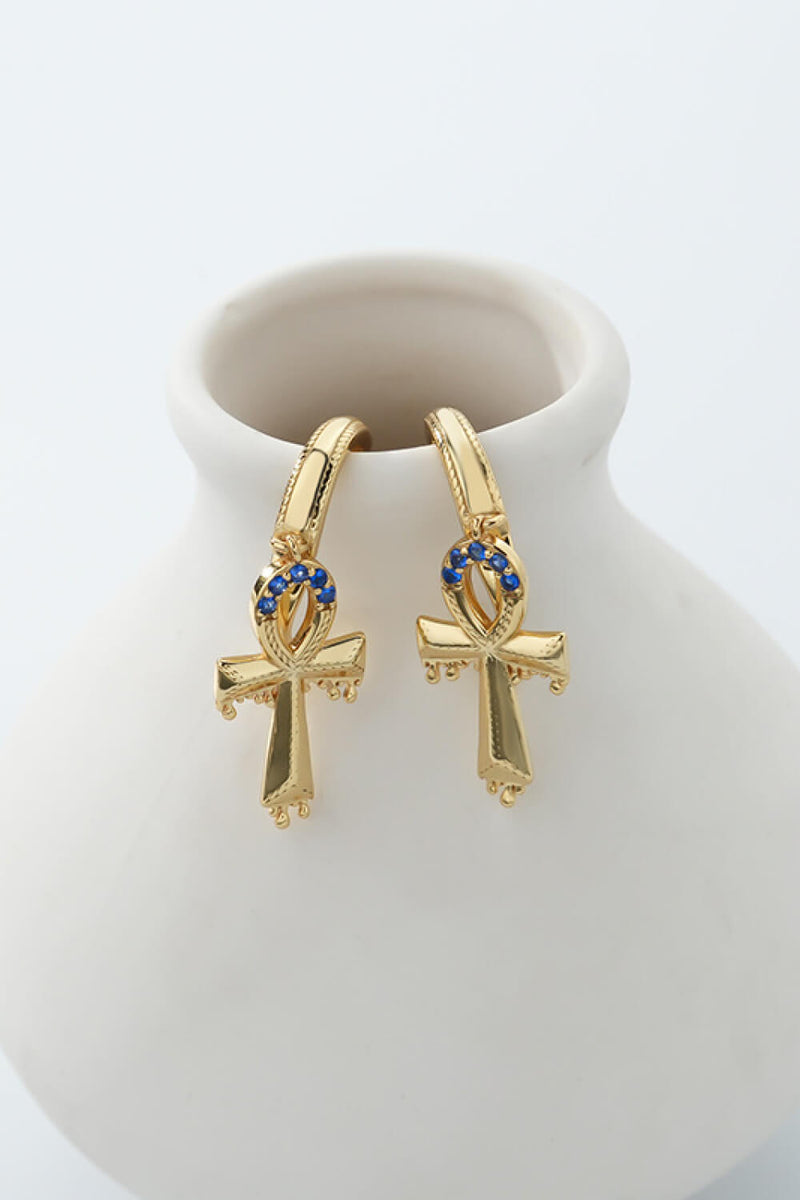 Cubic Zirconia Cross Drop Earrings