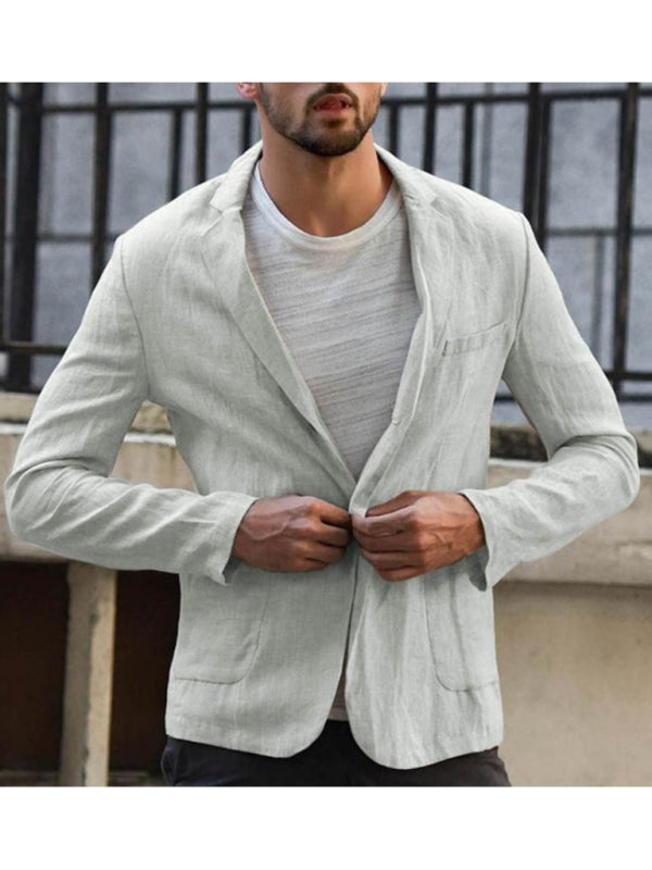Men's Linen Cotton Loose Comfortable Solid Color Boutique Thin Casual Blazer