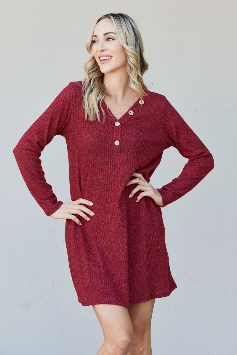 Heimish Chicago Skyline Full Size Ribbed Henley Dress