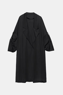 Contrast Trim Open Front Roll-Tab Sleeve Trench Coat
