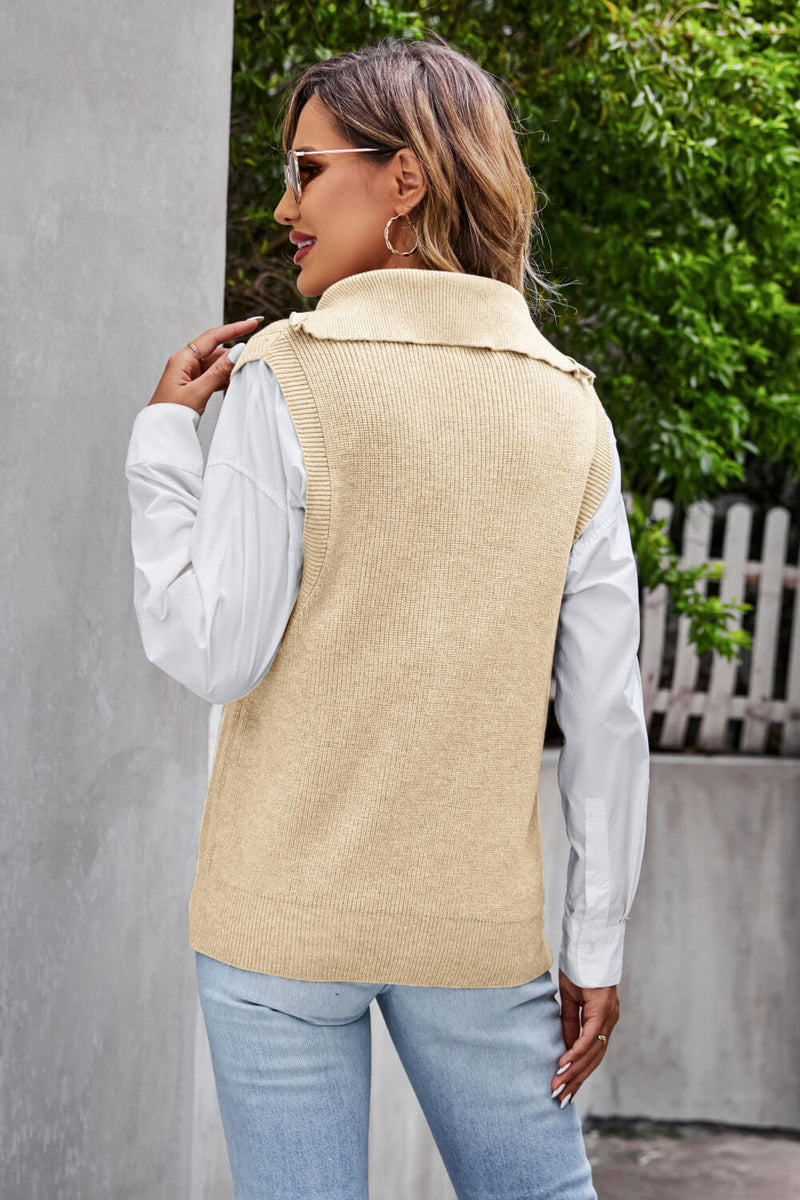 Quarter-Zip Collared Sweater Vest