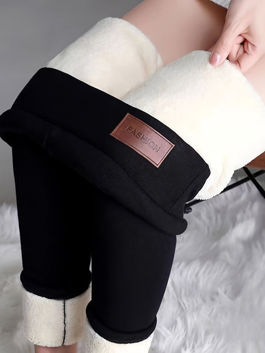 Women's Leggings ( Random Color Lining ), Solid Winter Velvet Thick Thermal Pants Warm Cotton Long Leggings
