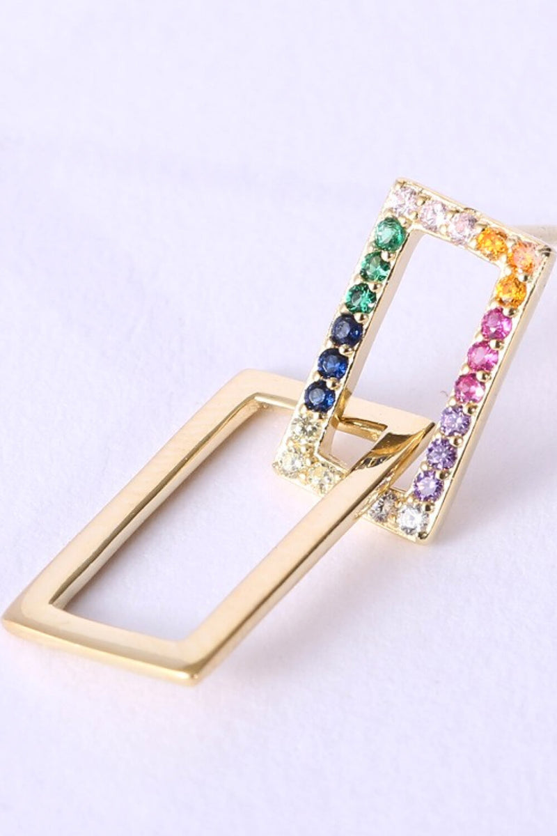 Multicolored Cubic Zirconia Square Drop Earrings