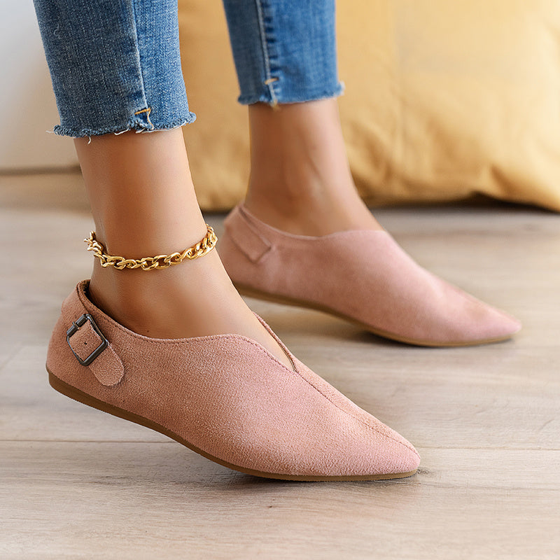 Women's Loafers, Slip-on Casual Shoes, Suede Soft Pointed Toe Flats