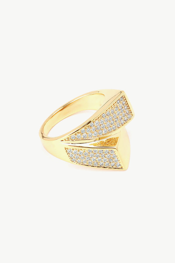 Cubic Zirconia Gold-Plated Asymmetrical Ring