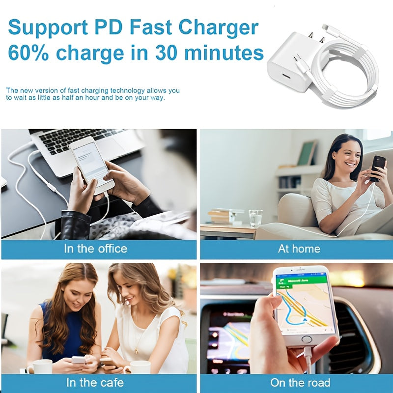 PD25w Fast Charging US Standard Charger + 2m/78.74in Lightning Charging Cable Set  Suitable For Apple Mobile Phones