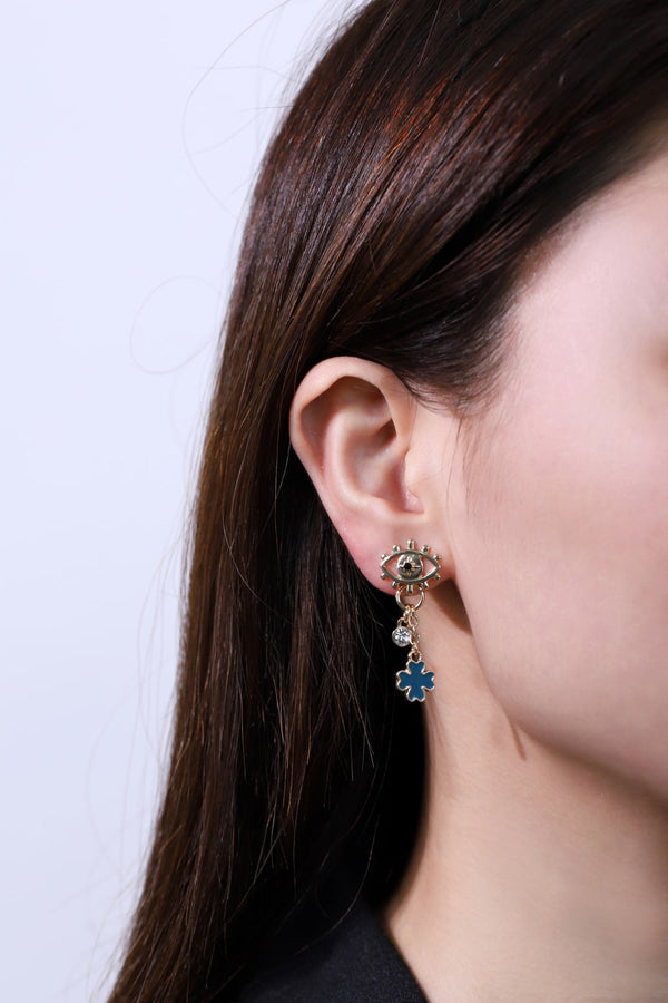 Rhinestone Evil Eye Drop Earrings