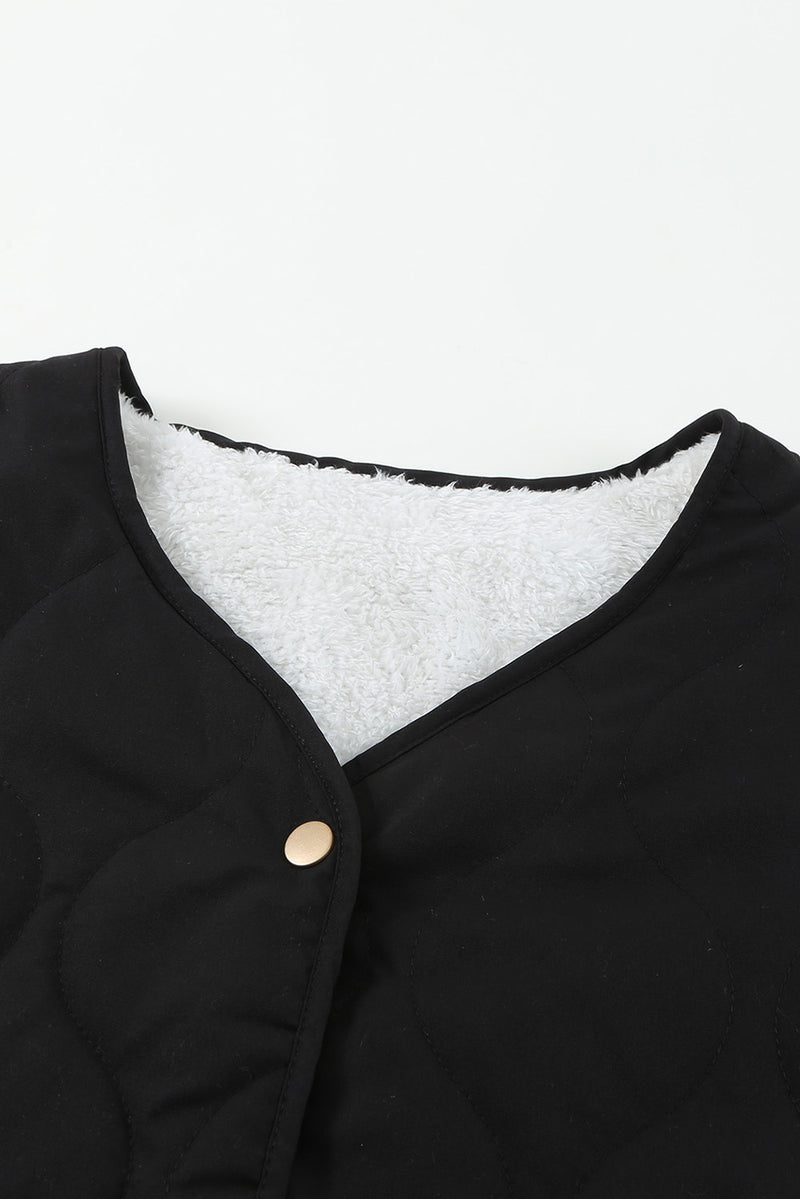 Snap Down V-Neck Jacket with Pockets