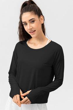 Breathable Round Neck Dropped Shoulder Top